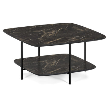 Couchtisch Ares, 75x75x38cm dunkles Mamordekor