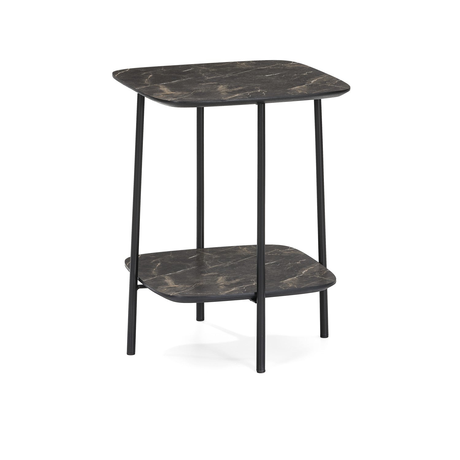 Beistelltisch Ares 45x45x55cm, Dunkles Mamordekor
