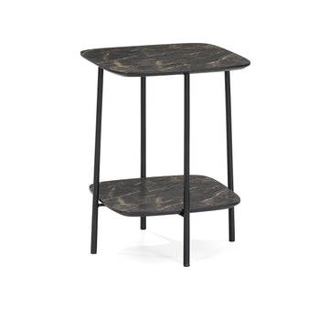 Beistelltisch Ares 45x45x55cm, Dunkles Mamordekor