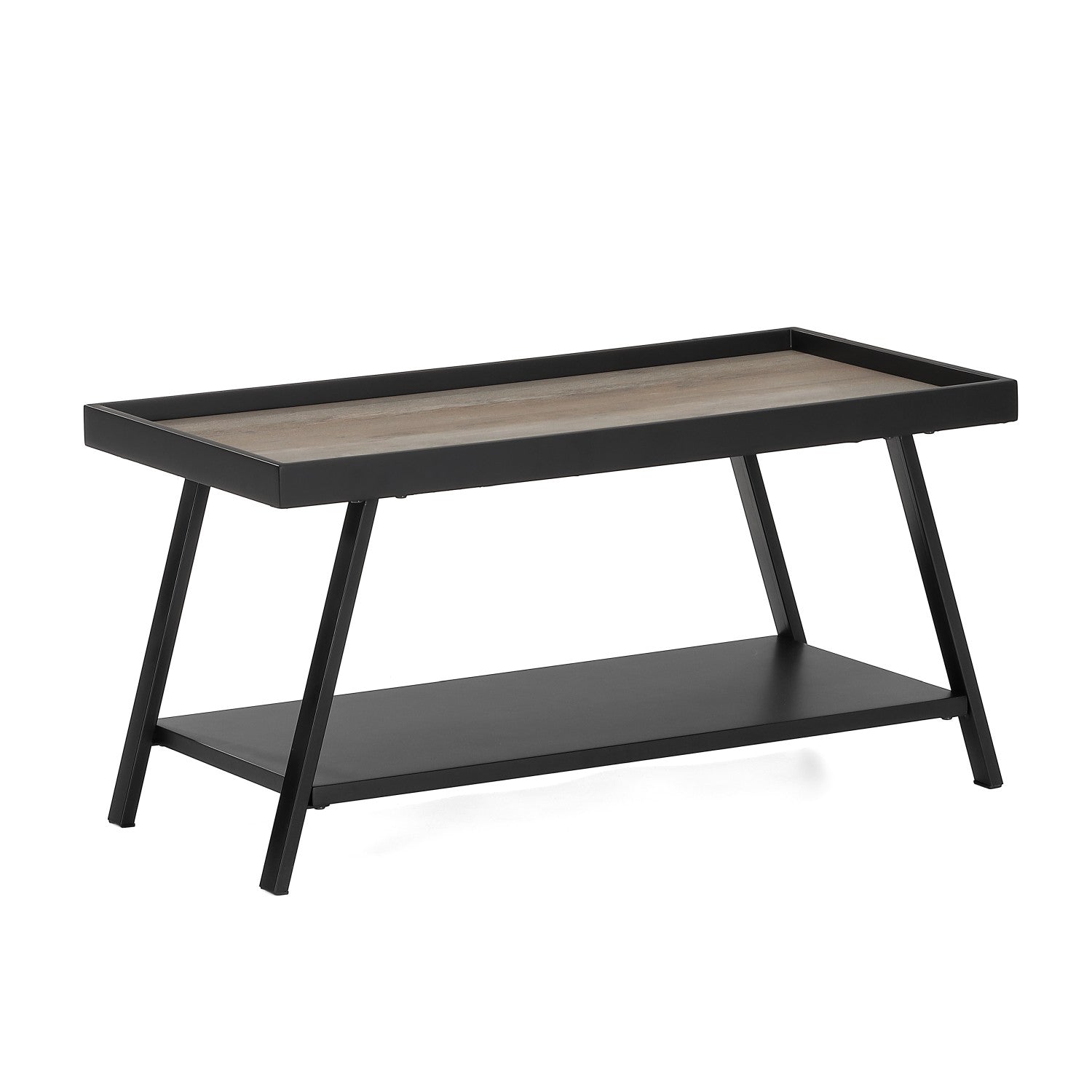 Couchtisch Hera, 80x41x41cm Altholz-Optik mit Metallbeinen