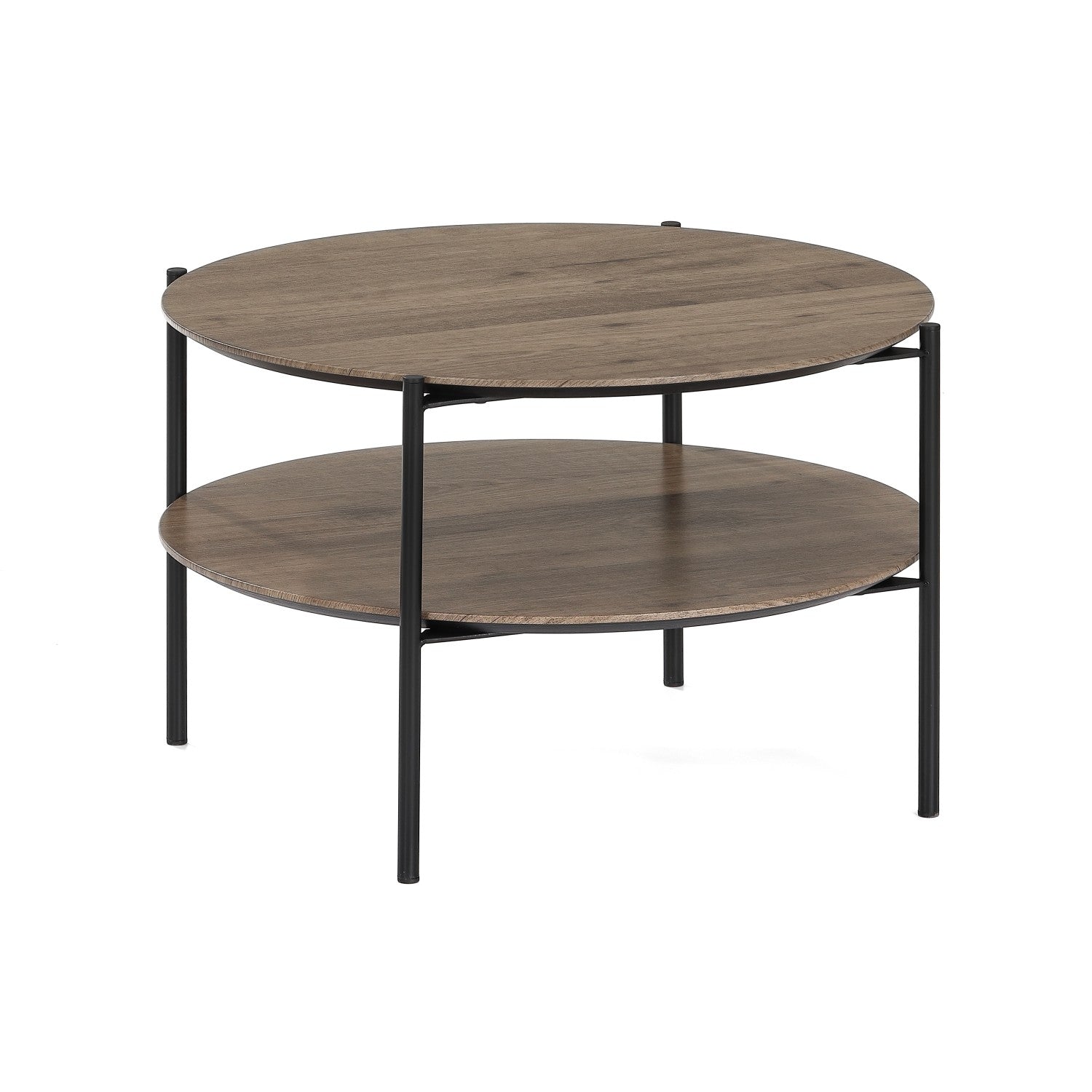 Couchtisch Alexandros Rundo, 63x63x38cm taupenbraunes Piniendekor
