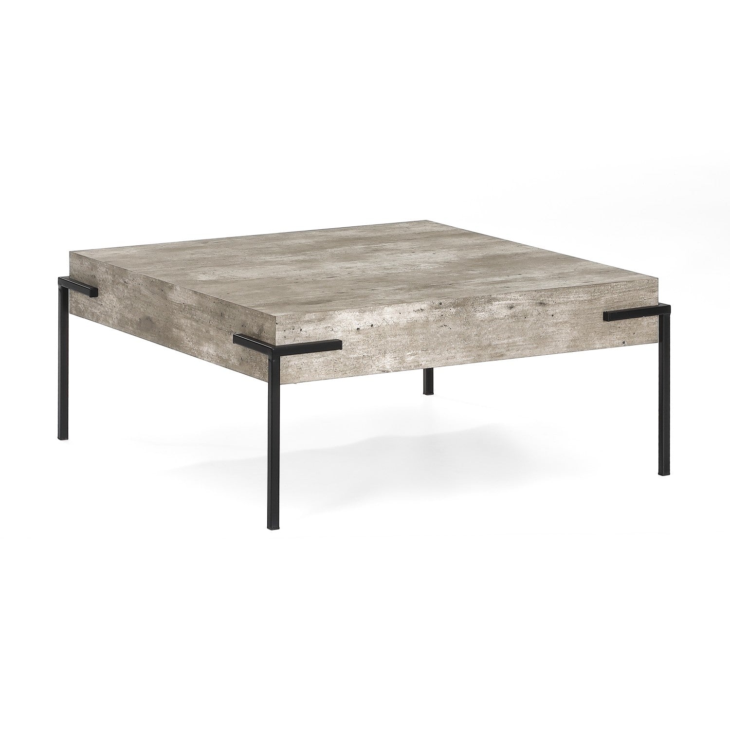 Couchtisch Herres 80x80x36cm, Betonoptik mit Metallbeinen