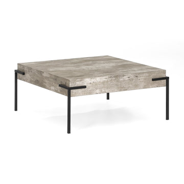 Couchtisch Herres 80x80x36cm, Betonoptik mit Metallbeinen