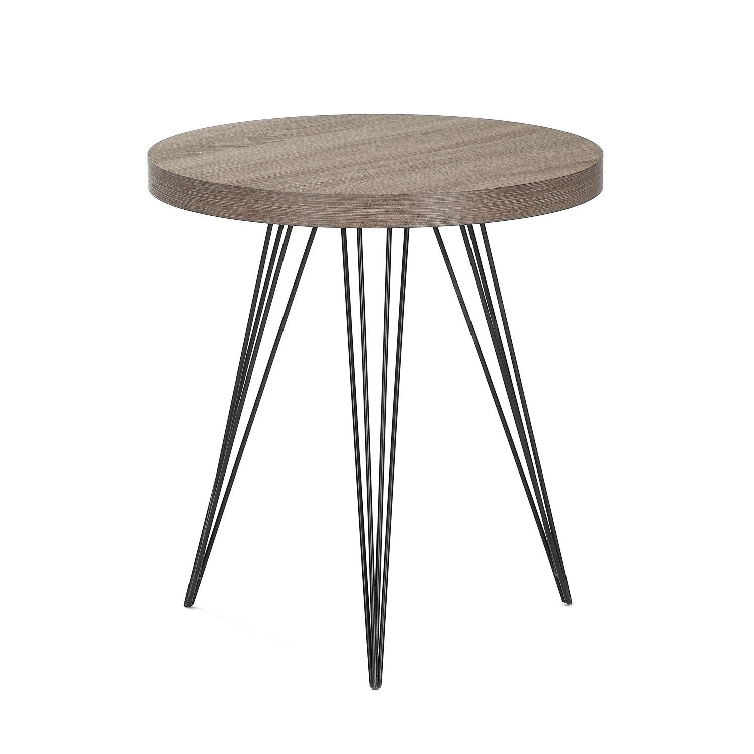 Beistelltisch Hestia, rund 55x55x60cm, in Eichenoptik mit Metallbeinen