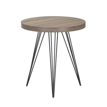 Beistelltisch Hestia, rund 55x55x60cm, in Eichenoptik mit Metallbeinen