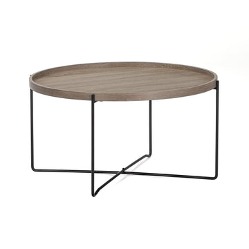 Couchtisch Alexandros 74x74x38, in moderner Eichenoptik mit Metallbeinen