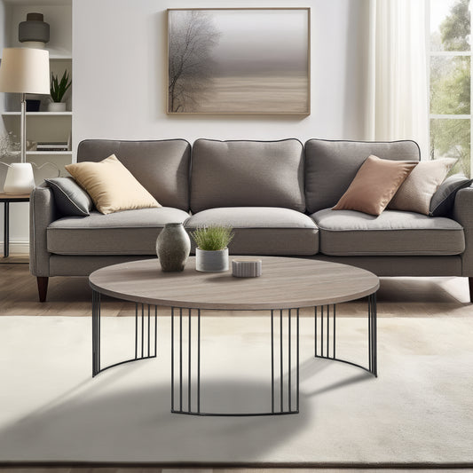 Couchtisch Izza, 95x95cm in Eichendekor mit Metallbeinen