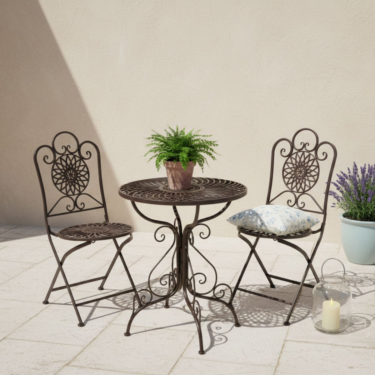 Bistrotisch-Set für den Garten oder Balkon in matt schwarz
